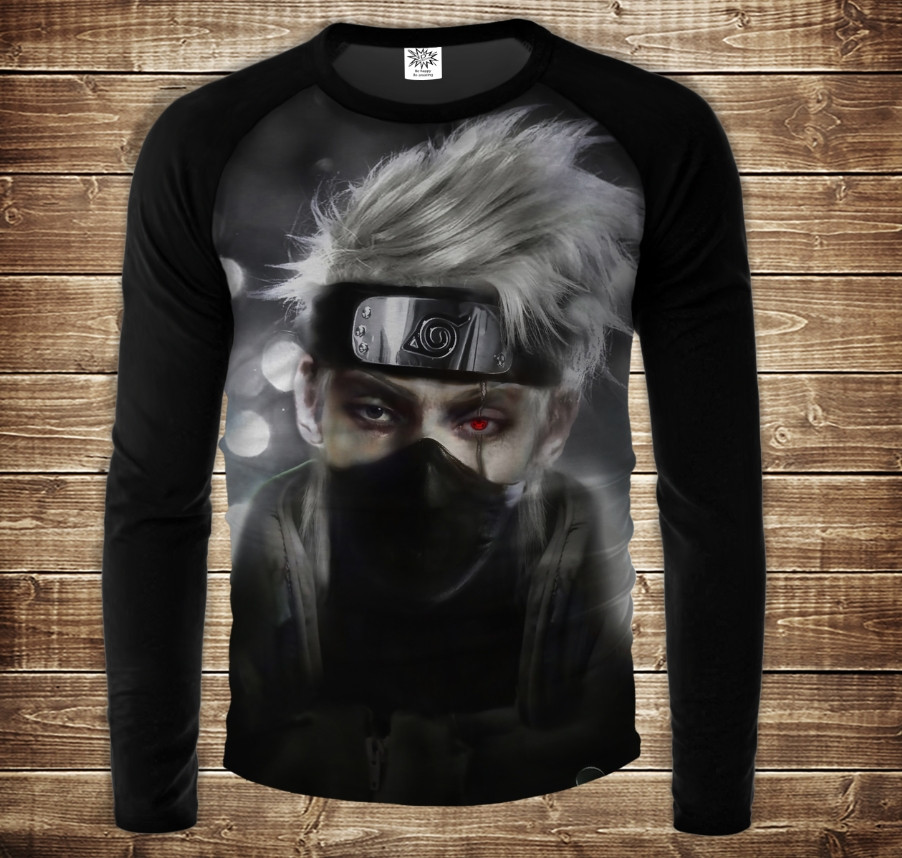 Лонгслив-реглан с 3D принтом: Kakashi Naruto Anime. Дорослі і Дитячі розміри ВСІ Розміри, фото 1