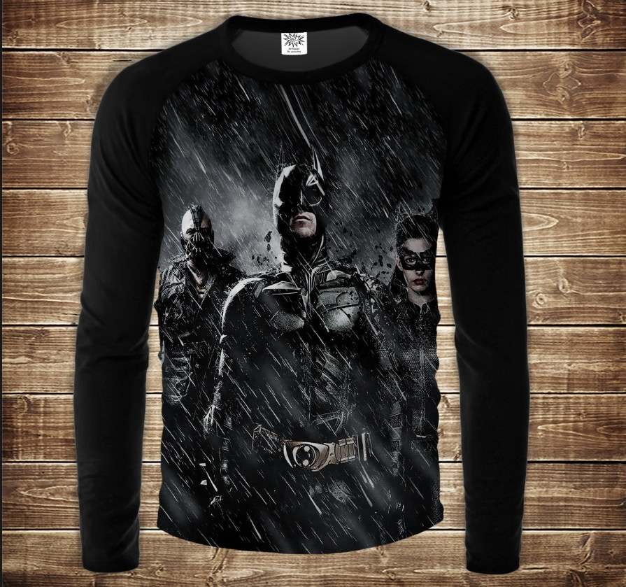 Лонгслив-реглан с 3D принтом: Batman in the night. Дорослі і Дитячі розміри