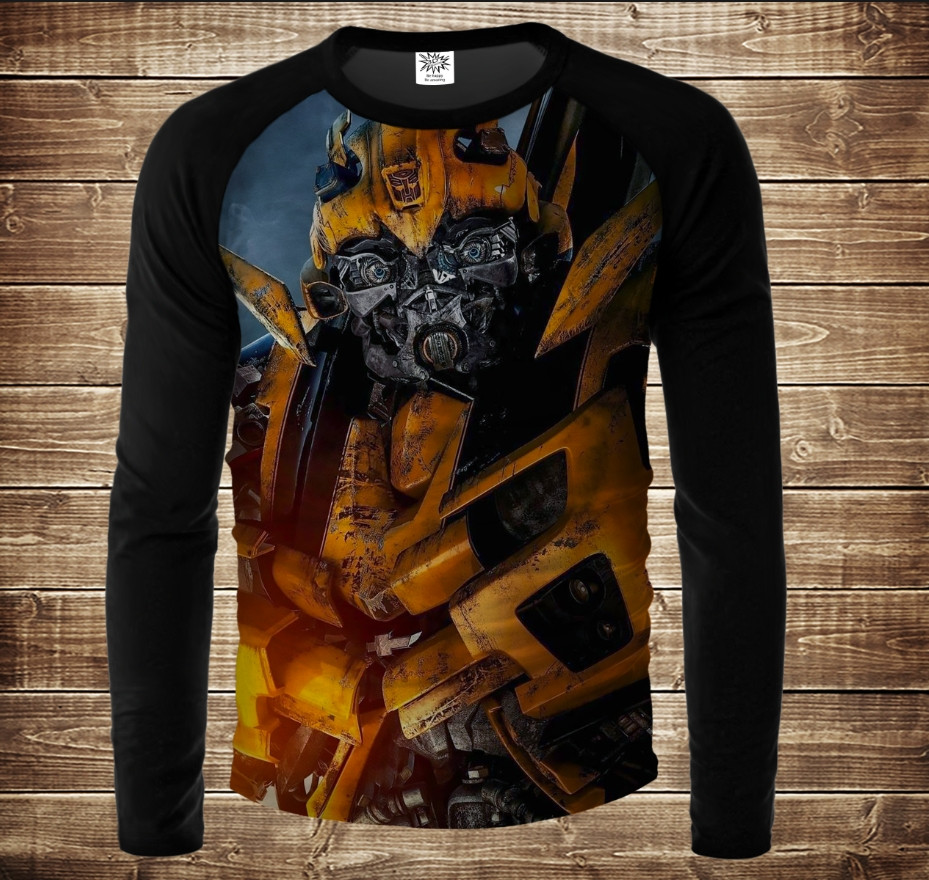 Лонгслив-реглан с 3D принтом: Бамблбі Трансформери 2. Дорослі і Дитячі розміри ВСІ Розміри, фото 1