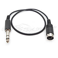 Кабель 5 pin DIN to jack 6.3 mm стерео, в экране