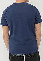 48-56. Чоловіча однотонна футболка, преміум якість, 100% бавовна - синя індіго, фото 3