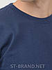 48-56. Чоловіча однотонна футболка, преміум якість, 100% бавовна - синя індіго, фото 2