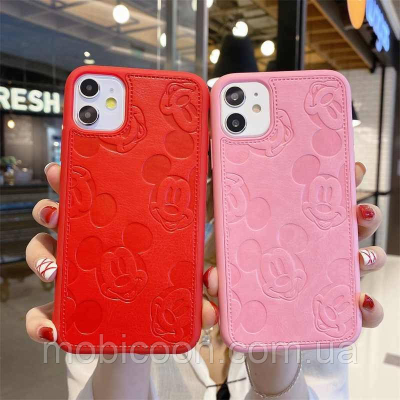 Чохол Mickey Mouse Leather для iPhone 11 рожевий/червоний