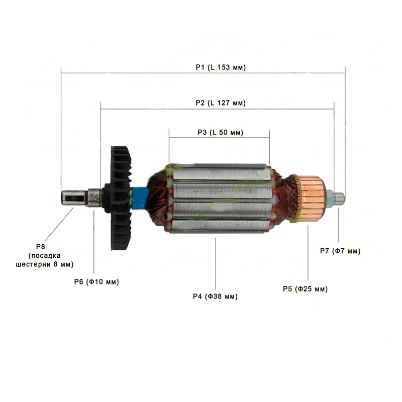 Якір на болгарку Stern AG-125В, Craft-tec PXAG-125H, Craft-tec PXAG-217, Sturm AG9512E (153×38)