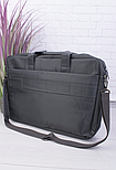 Темно-сіра містка сумка для ноутбука на блискавці, текстиль, великого відділень, фото 4