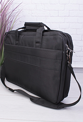 Чорна містка якісна сумка для ноутбука на блискавці, текстиль, великого відділень