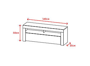 Тумба тв Mex 140 Accord, колір білий /білий глянець, фото 3