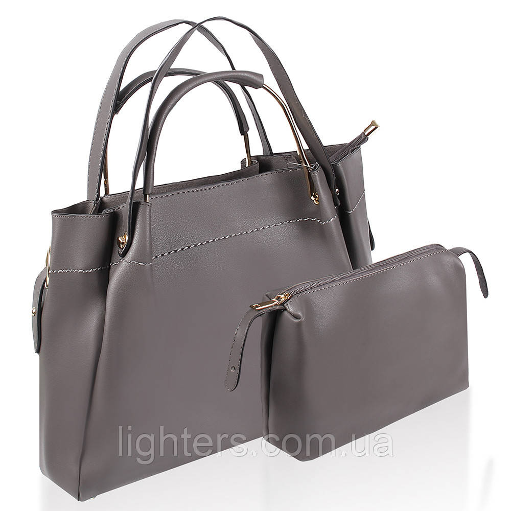 Сумка жіноча Fashion 2 в 1 темно-сіра 408869Dg, фото 1