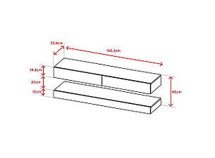 Тумба тв в сучасному стилі навісна Fly 140 Accord, колір білий / білий глянець, фото 2