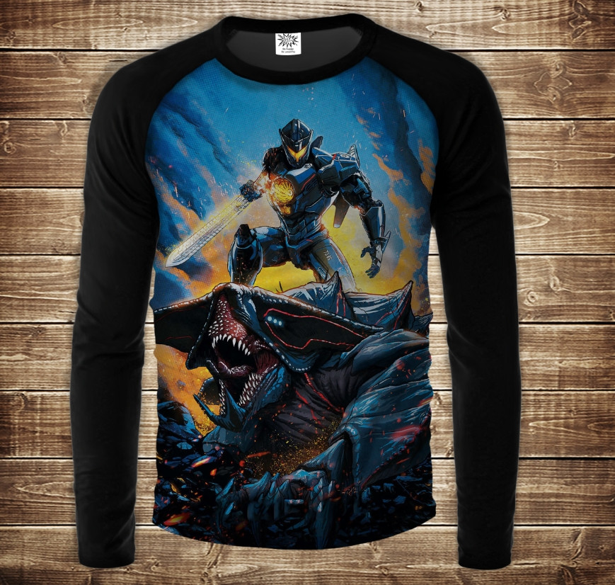 Лонгслив-реглан с 3D принтом: Тихоокеанський Рубіж. Єгерь проти Кодзю. Дорослі і Дитячі розміри ВСІ Розміри, фото 1