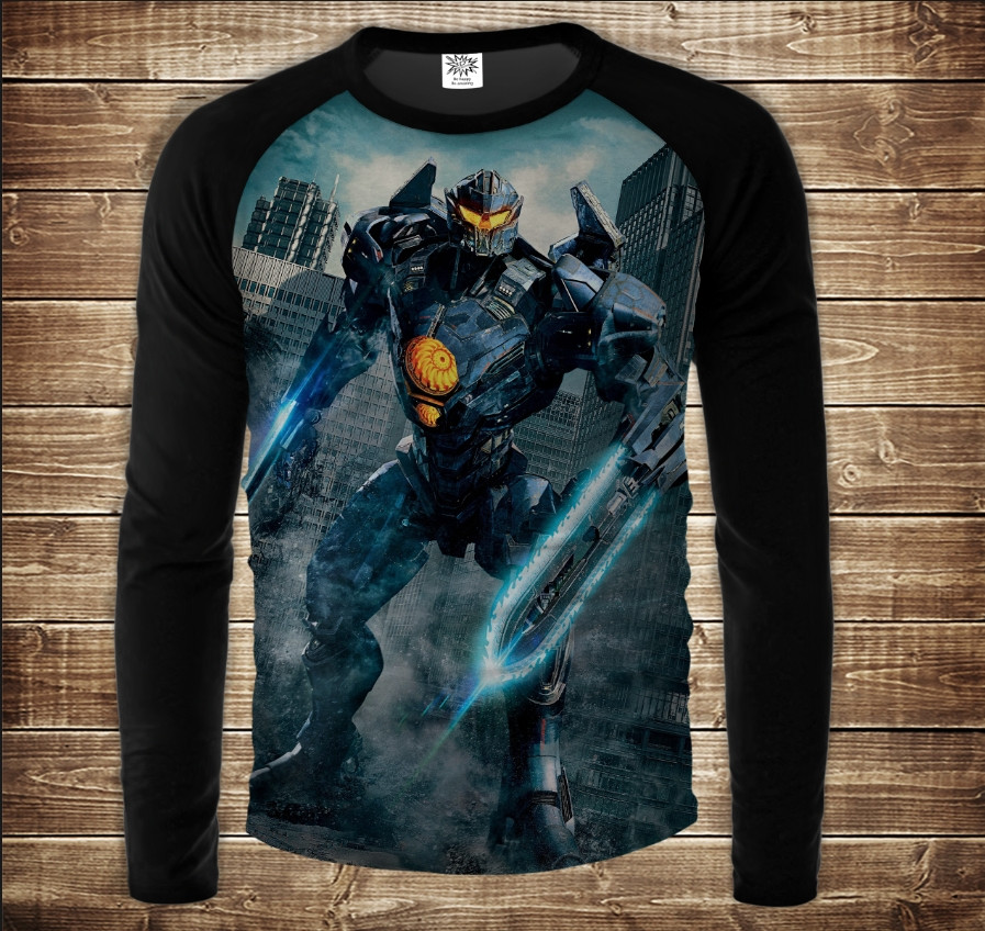 Лонгслив-реглан с 3D принтом: Тихоокеанський Рубіж - 02. Єгер з мечами. Дорослі і Дитячі розміри ВСІ Розміри, фото 1