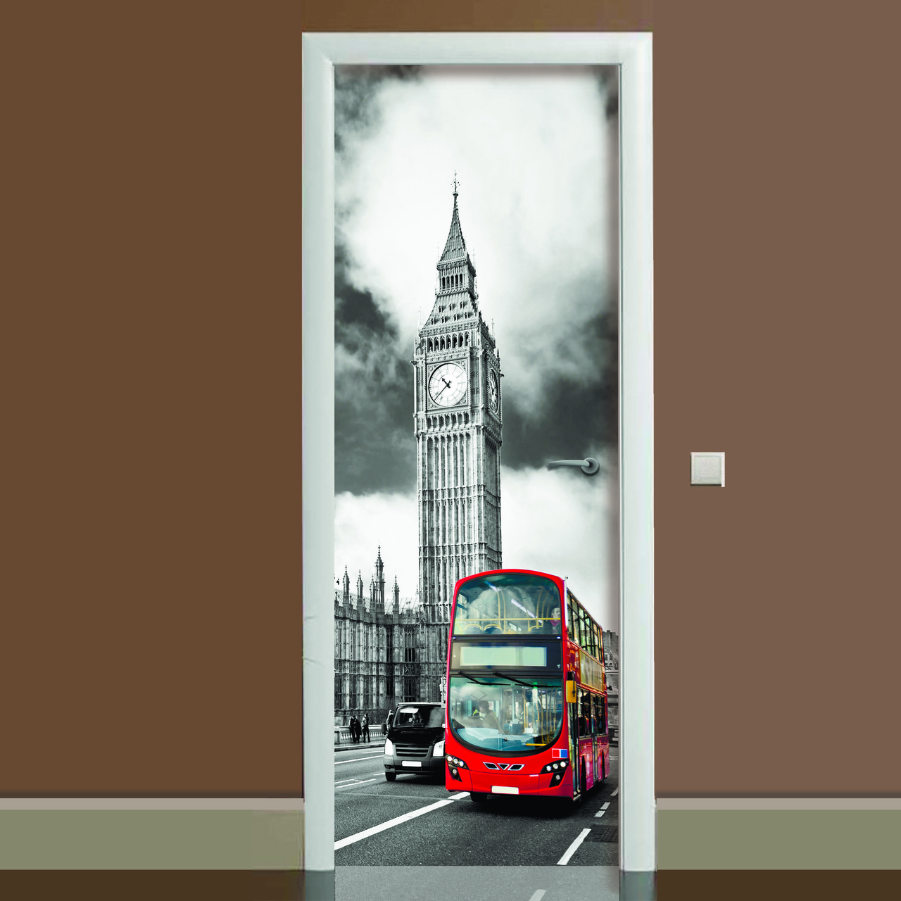 Наклейка на двері Лондон London вінілова 3Д-наклейка підходить для декору шкіл та курсів англійської мови.Топ!