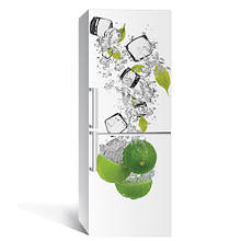 Наклейка на холодильник "Лайм і лід 01" 650х2000мм вінілова 3Д-наклейка декор на кухню самоклейна.Топ!