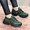 Кросівки жіночі об'єднані на шнурівці, колір зелений, фото 4
