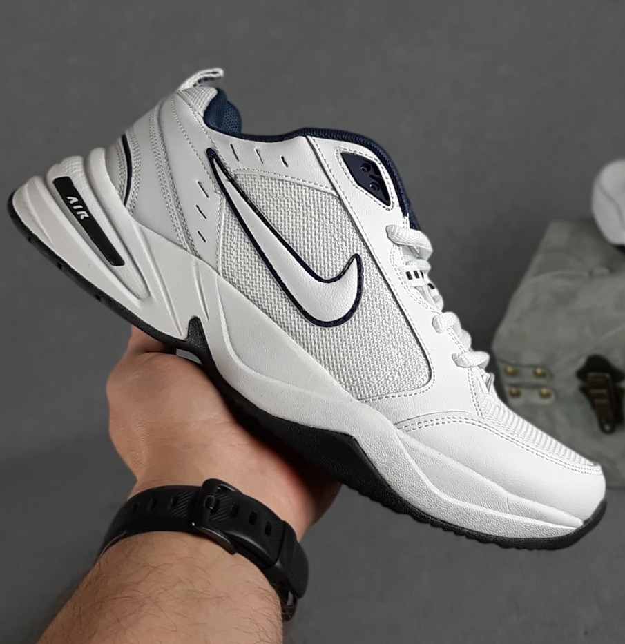 Чоловічі кросівки Nike Air Monarch IV весна-осінь демісезонні білі з синім. Живе фото. топ, фото 1
