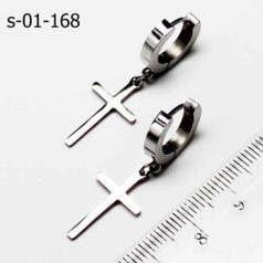 Сережки хрестики гладкі жіночі колір сріблястий сталь Xuping BJ-01-168