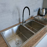 Подвійна мийка для кухні Platinum Handmade 7843 нержавіюча 3.0/0.8