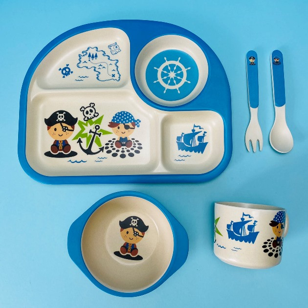 Бамбукова посуд для дітей пірати Bamboo fibre kids set