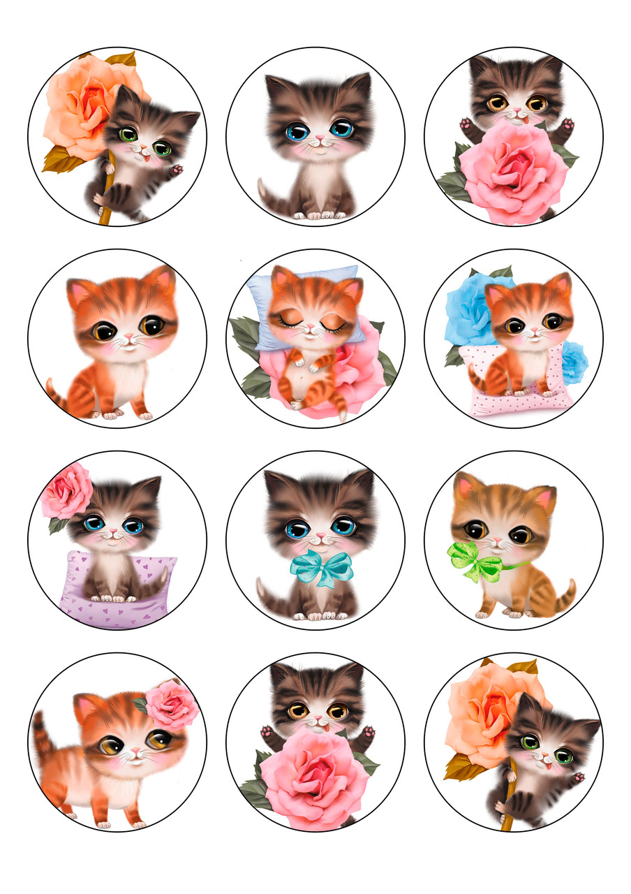 Вафельні картинки на капкейки Котики