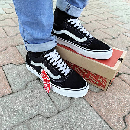 Vans Old Skool black white кеди низькі чоловічі чорні чорні чорно-білі ванс венс кеди демі демісезон, фото 1