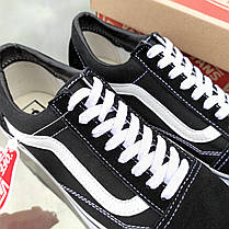 Vans Old Skool black white кеди низькі чоловічі чорні чорно-білі ванс венс кеди демісезон, фото 6