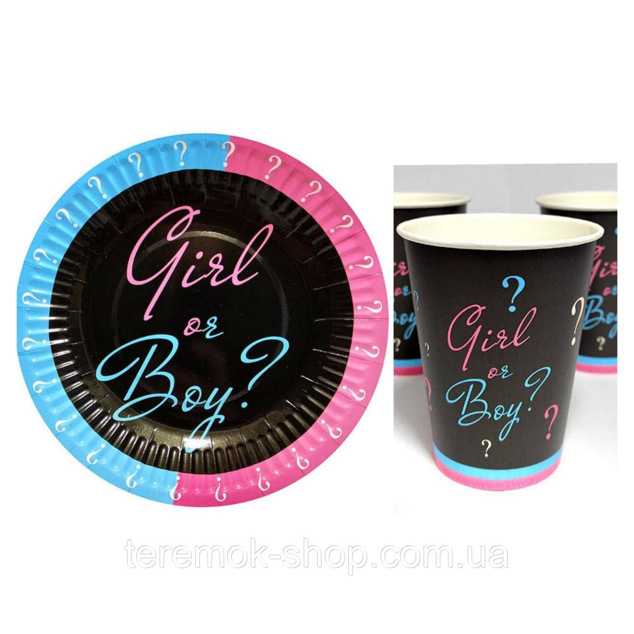 Набір посуду для вечірки 
 Хлопчик чи дівчинка Baby shower 10 тарілок, 10 склянок, фото 1