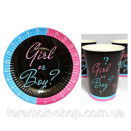 Набір посуду для вечірки 
 Хлопчик чи дівчинка Baby shower 10 тарілок, 10 склянок
