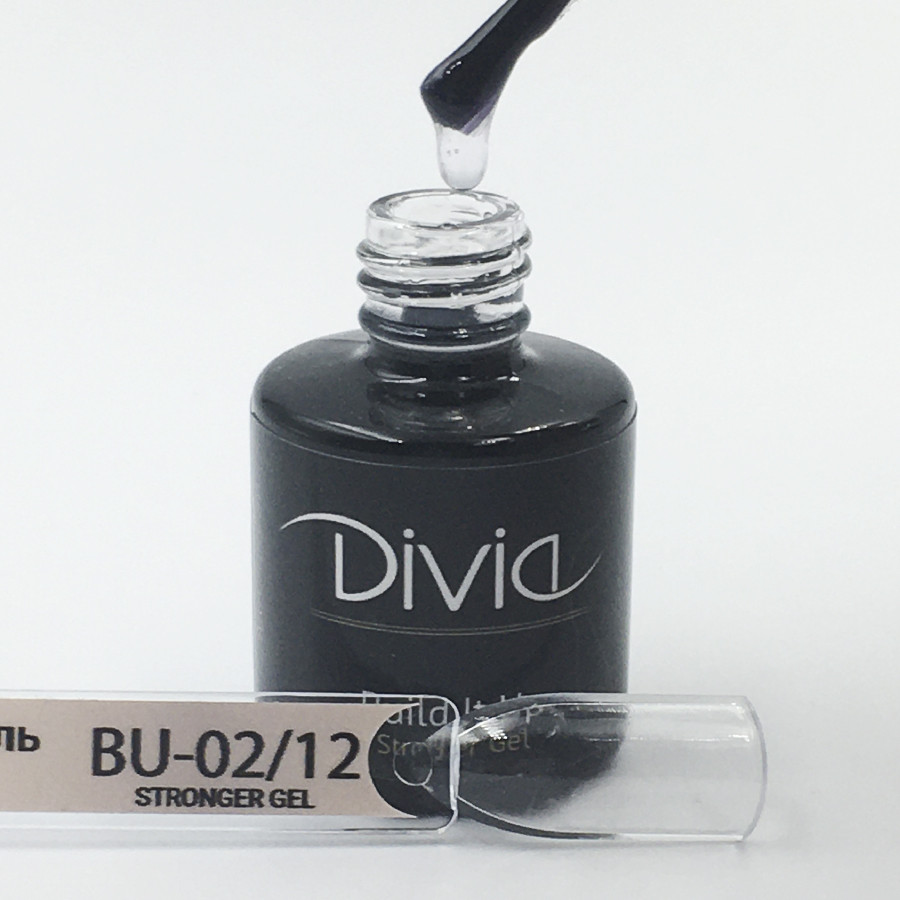 Гель для нарощування нігтів Divia зміцнювальний гель Build It Up Gel BU02 - Stronger Gel, прозорий 8 мл