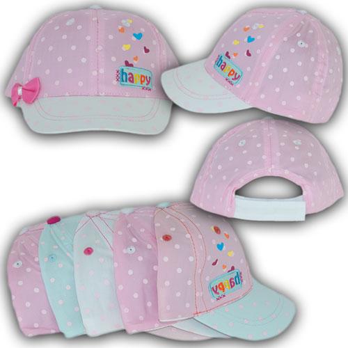 ОПТ Дитяча кепка на липучці для дівчинки, 48 р. (5 шт./паковання), фото 1