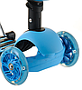 Беговел Scooter 17-1 від 1 року синій | триколісний самокат з кошиком, сидінням і світяться колесами, фото 3