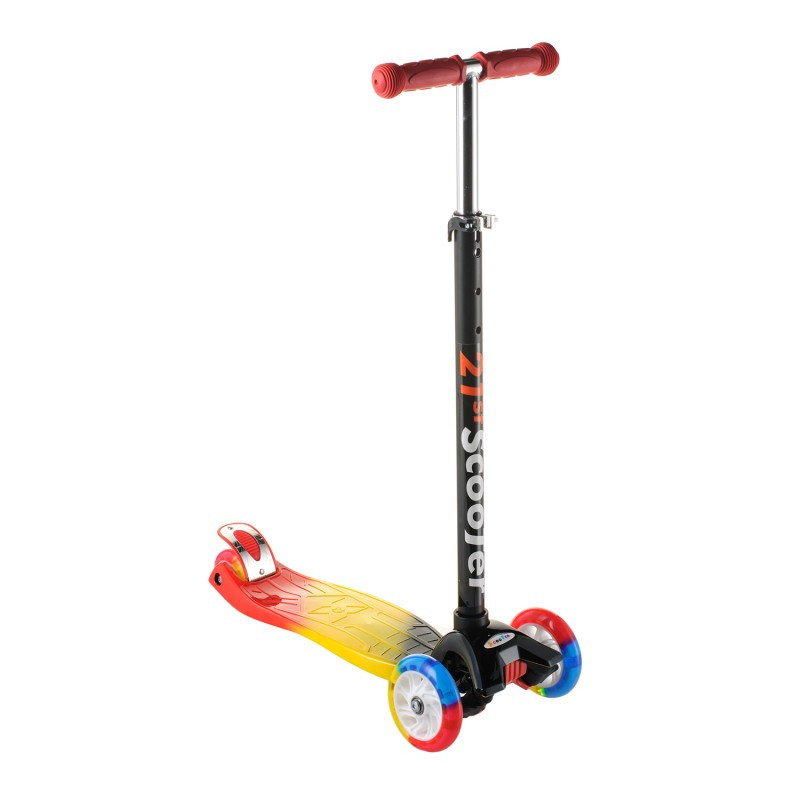 Самокат дитячий Scooter 0072Е червоний до 60 кг | чотириколісний самокат Скутер зі світними PU колесами