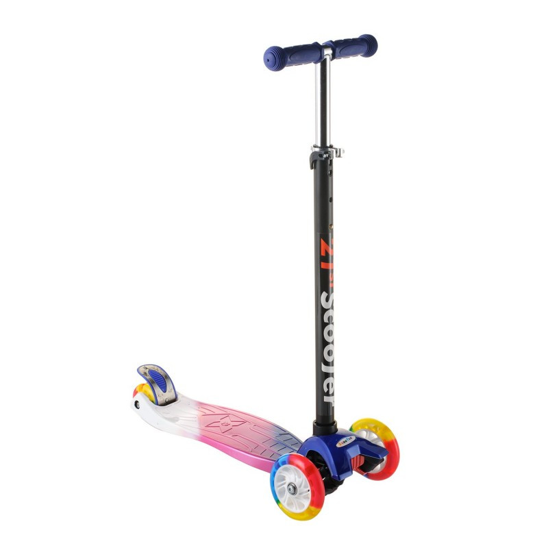 Самокат дитячий Scooter 0072Е синій до 60 кг | чотириколісний самокат Скутер зі світними PU колесами