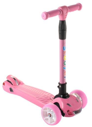 Самокат дитячий Scooter SL17 рожевий від 3 років | чотириколісний самокат Скутер зі світними PU колесами