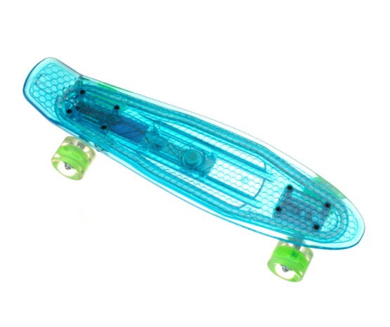 Пенні Борд - скейт Penny Board 850 прозорий блакитний | USB пенниборд скейтборд з LED підсвічуванням деки і
