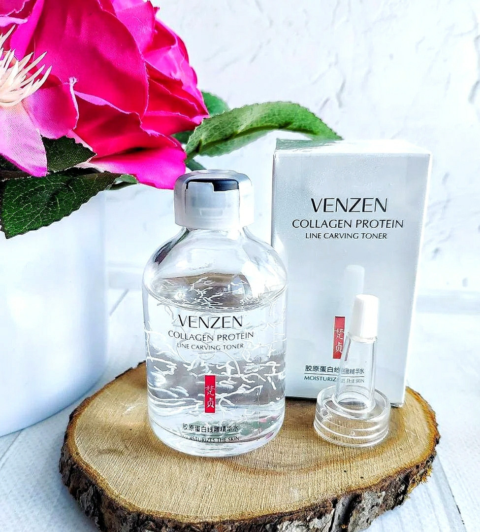 Омолоджувальний тонер-сироватка Venzen Collagen Protein Line Carving Toner з протеїнами колагену 50 мл