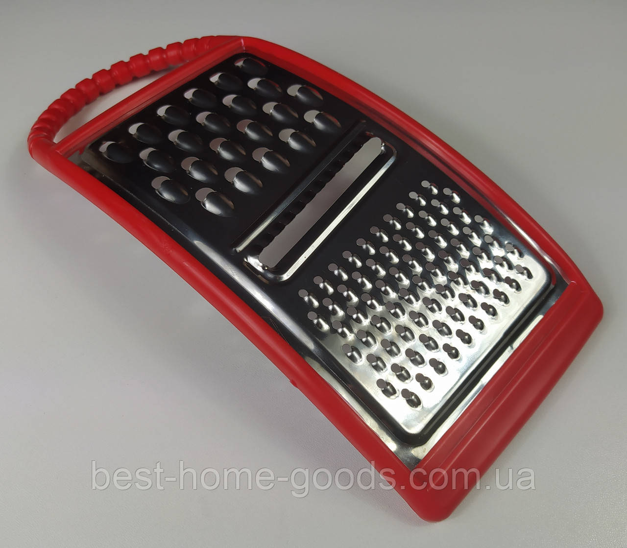 Терка універсальна одностороння для овочів, пластмасовий корпус, 250×110 мм, 3 типи подрібнення, фото 1