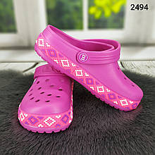 Сабо крокси рожеві жіночі з візерунком вишиванка Даго Стиль 40=25,7 см