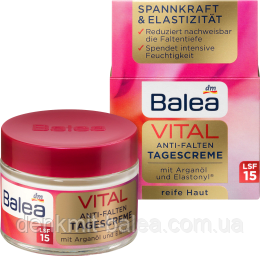 Дневной крем для зрелой кожи лица Balea Vital Anti Falten Tagescreme SPF15 50 мл. - фото 3 - id-p242665377