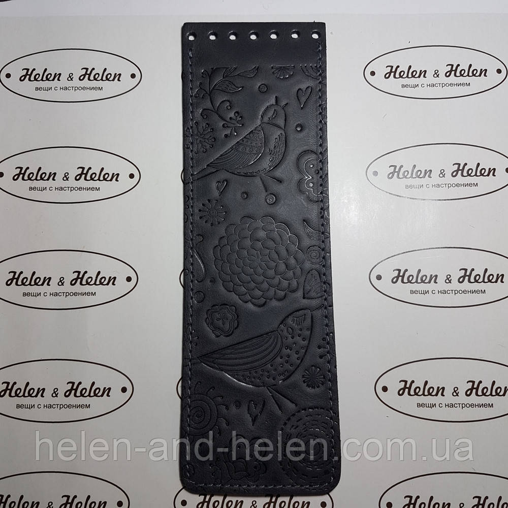 Клапан сумки вузький. "Пташки". Колір "Графіт", фото 1