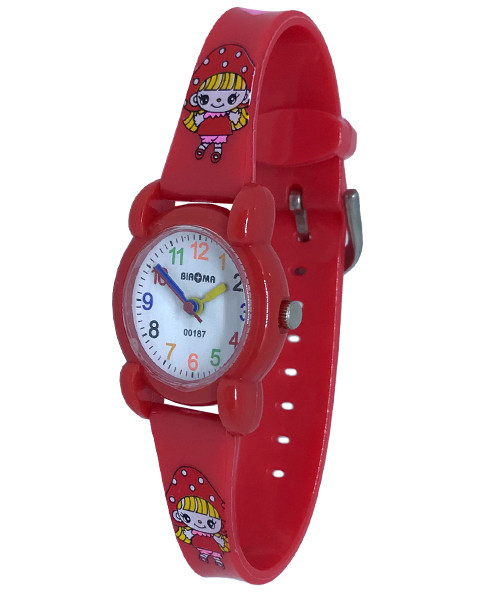 Годинник дитячий наручний для дівчинки, червоні, годинник із цифрою, яскраві стрілки