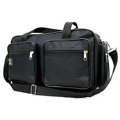 Зручна якісна сумка через плече Wallaby чоловіча з накладними кишенями, чорного кольору Розміри: 37х23х16