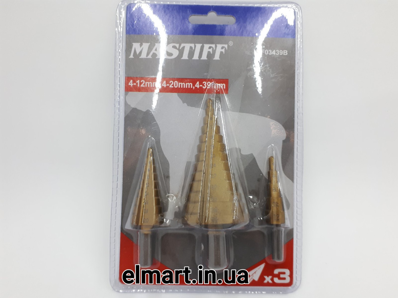 Набір ступінчастих свердел MASTIF по металу 4-12, 4-20, 4-39 мм, фото 1