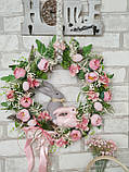 Віночок великодній з кроликами , великодній вінок на двері, Д - 42-40 см, фото 2