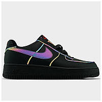 Женские кроссовки Nike Air Force 1 '07 Low Black Reflective черные кожаные кроссовки найк аир форс 1 рефлектив