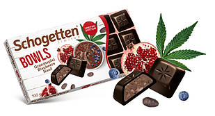 Шоколад чорний Schogetten Шогеттен Bowls гранат, чорниця, коноплі 100 г Німеччина