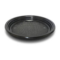 Одноразовые тарелки пластиковые круглые черные Премиум - 25 шт, D220 / одноразовая посуда