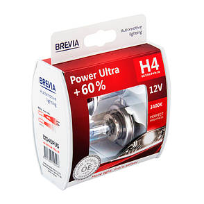 Автолампи Brevia Power Ultra+60% H4 12 V 60/55 W P43t (12040PUS) паковання 2 шт., фото 2