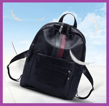 Стильный женский мини рюкзак из экокожи Модный мини рюкзачок для девушек черный