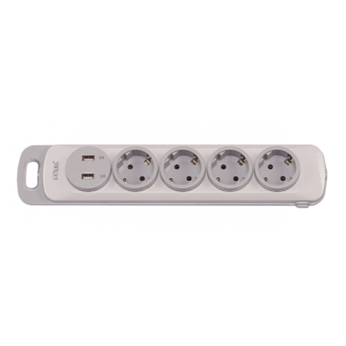 Колодка Luxel Nota 4 розетки із заземленням і вимикачем +2 USB (4351)