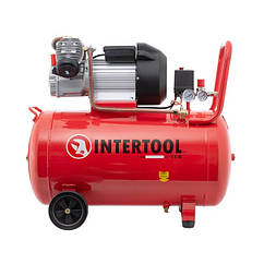 Компресор 100 л, 3 кВт, 220 В, 8 атм, 420 л/хв, 2 циліндри INTERTOOL PT-0008